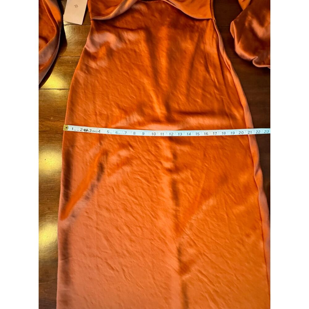 Significant Other Gown Sz 6 Demi Backless Rust Red Satin Long Sleeve Column Maxi - Picture 9 of 15